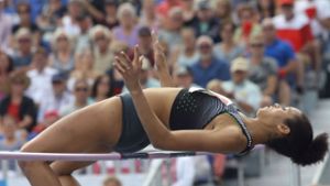 Hochspringerin Marie-Laurence Jungfleisch trainiert wieder am Olympiastützpunkt. Foto: Pressefoto Baumann