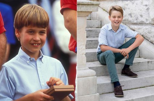 Die Topffrisur ist heute passé, aber sonst ist die Ähnlichkeit frappierend: Prinz William (links) im ähnlichen Alter wie Prinz George. Foto: Imago/ZUMA Wire/AFP PHOTO / KENSINGTON PALACE PALACE / MILLIE PILKINGTON