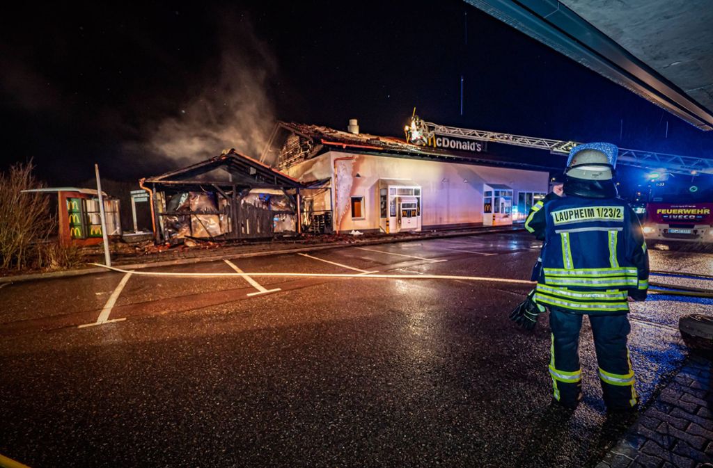 In Laupheim hat ein McDonald’s-Restaurant gebrannt. Foto: 7aktuell.de/Alexander Hald