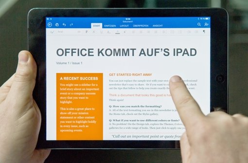 Microsoft bietet sein Office-Paket nun auch für das Apples iPad an. Foto: dpa