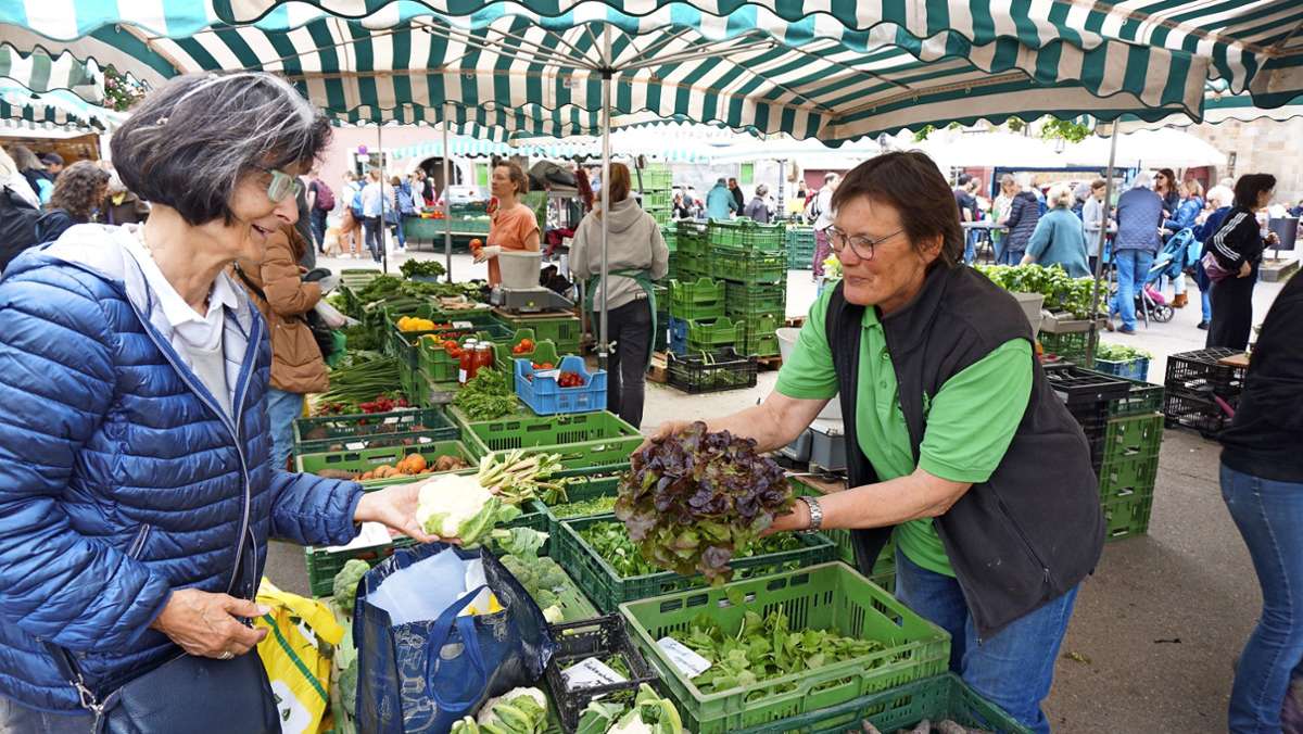 Gemüse und Kräuter aus eigenem Anbau: Eine feste Größe auf dem Esslinger Wochenmarkt