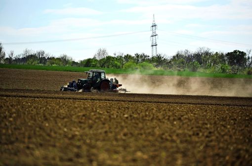 Feldarbeit auf dem trockenen Acker: Hinter dem Traktor erhebt sich eine Staubfahne in die Luft. Foto: Lichtgut/Max Kovalenko