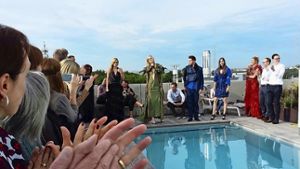 Mode-Party am Penthouse-Pool auf dem Killesberg mit Models des Labels einelinie Foto: Karolin Züll