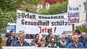 Für das Diesel-Fahrverbot hatte am Montag die Bürgerinitiative Neckartor zu einer Demonstration vor dem Staatsministerium aufgerufen. Foto: Lichtgut/Julian Rettig