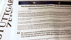 Mit einer Anzeige, unter anderem in der Stuttgarter Zeitung, weißt die Region Grand Est auf die Bedeutung von Straßburg als Sitz des Europaparlaments hin. Foto: Krohn/Krohn