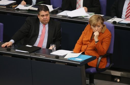 Der Fall Edathy wird zur Zerreißprobe: Bundeskanzlerin Angela Merkel (CDU) und ihr Vize Sigmar Gabriel (SPD) Foto: Getty Images Europe