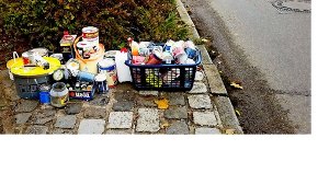 Dieser Müll ist von seinen Eigentümern einfach bei den Wohnmobilstellplätzen am Bolzplatz in der Poppenweiler Straße entsorgt worden. Foto: Stadt Marbach