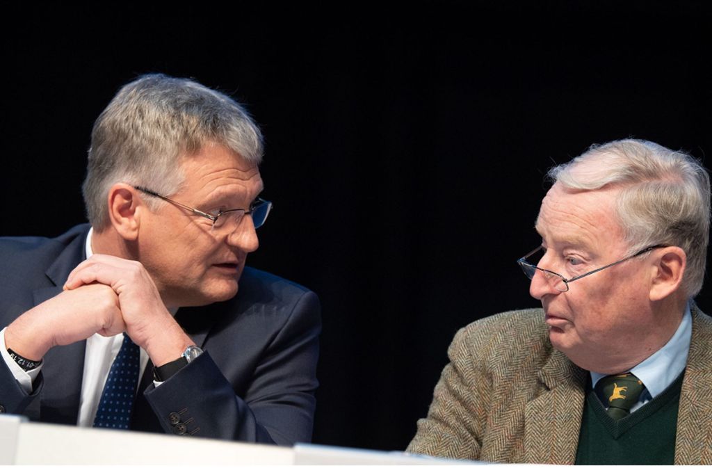 Jörg Meuthen und Alexander Gauland sind bezüglich einer Teilung der AfD unterschiedlicher Meinung. Foto: dpa/Sina Schuldt