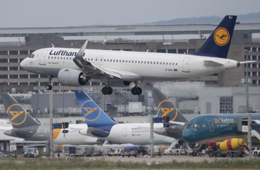 Eine Lufthansa-Maschine landet auf dem Frankfurter Flughafen. Die  Corona-Pandemie hat die  Luftfahrt-Branche weltweit in eine tiefe Krise gestürzt. Etliche Airlines können nur mit Staatshilfen in der Luft gehalten werden. Foto: dpa/Boris Roessler