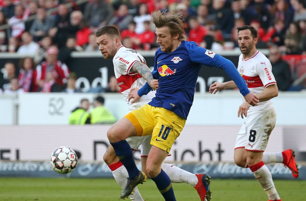 Lange hielt der VfB Stuttgart gegen RB Leipzig gut mit – am Ende aber hieß es dennoch 1:3. Foto: Pressefoto Baumann