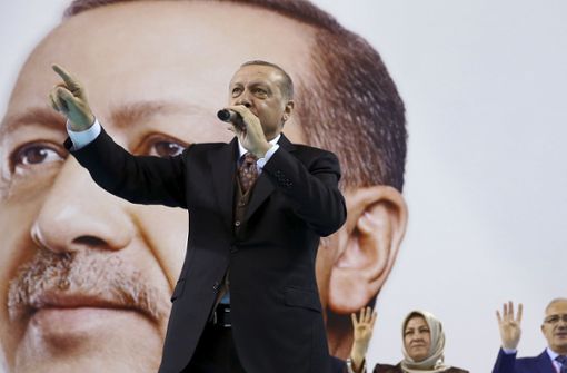 Der türkische Präsident Erdogan bei einer Kundgebung seiner Partei AKP Foto: Presidency Press Service