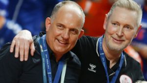 Geschäftsführer Aurel Irion (li.), Trainer Tore Aleksandersen: Das Zusammenspiel bei Volleyball-Bundesligist Allianz MTV Stuttgart funktioniert. Foto: Baumann