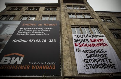 Protest gegen Leerstand in Stuttgart im Oktober 2015 – inzwischen wurden an dieser Stelle neue Wohnungen gebaut. Foto: Lichtgut/Leif Piechowski