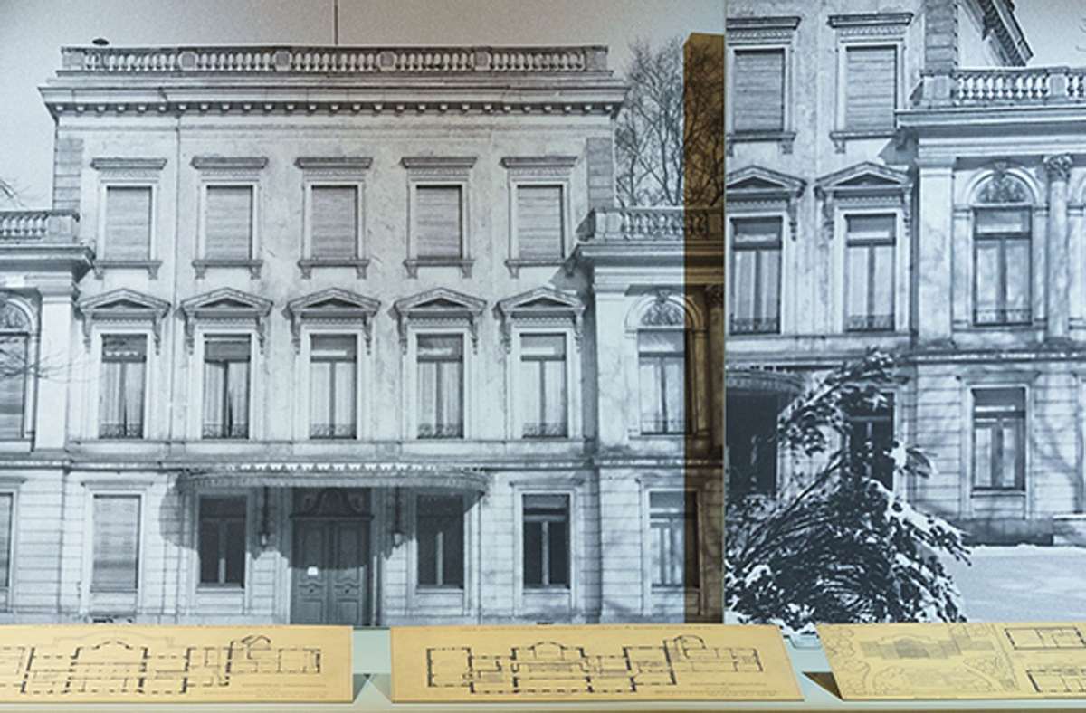 Pläne und Grundrisse erinnern in der Ausstellung an das Palais Rothschild in Frankfurt. Es wurde im Zweiten Weltkrieg zerstört.
