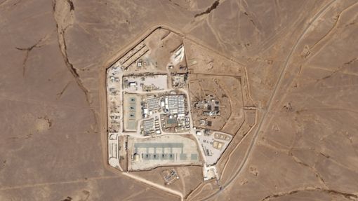 Dieses Foto vom 12. Oktober 2023 von Planet Labs PBC zeigt eine als „T22“ bekannte Militärbasis im Nordosten Jordaniens. Foto: -/Planet Labs PBC via AP/dpa