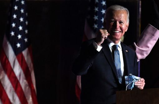Der Demokrat Joe Biden verbreitet relativ früh in der Wahlnacht großen Optimismus – zu viel davon? Foto: AFP/ROBERTO SCHMIDT