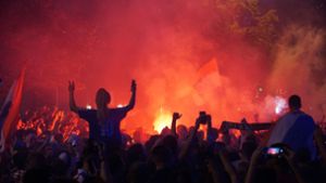 Kroatische Freudenfeuer in der Stuttgarter Innenstadt