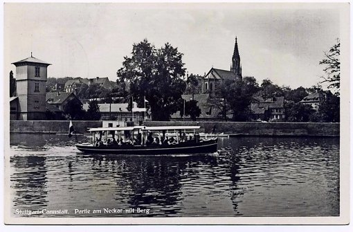 Bootstour auf dem Neckar vor dem Stadtteil Berg im Jahr 1933. Foto: Sammlung Gohl