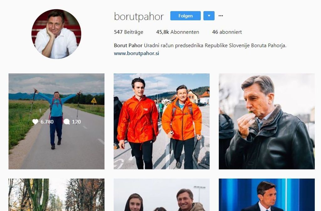 Borut Pahor wurde von vielen Beobachtern verspottet, er sei ein Instagram-Präsident. Er ist sehr aktiv in den Sozialen Netzwerken.