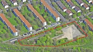 Die Verwaltung hat die  rot umrandete Fläche im Südwesten Fasanenhofs als Standort für ein Wohnheim bestimmt. Foto: Stadt Stuttgart