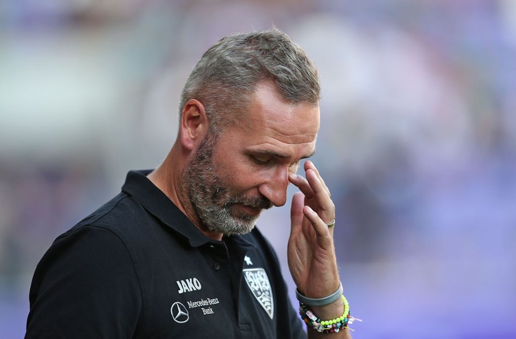 VfB-Trainer Tim Walter war nach der Partie kaum zu beruhigen. Foto: Pressefoto Baumann