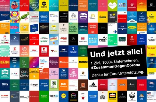 Über tausend deutsche Unternehmen und Marken rufen jetzt zum Impfen auf. Foto: #ZusammenGegenCorona