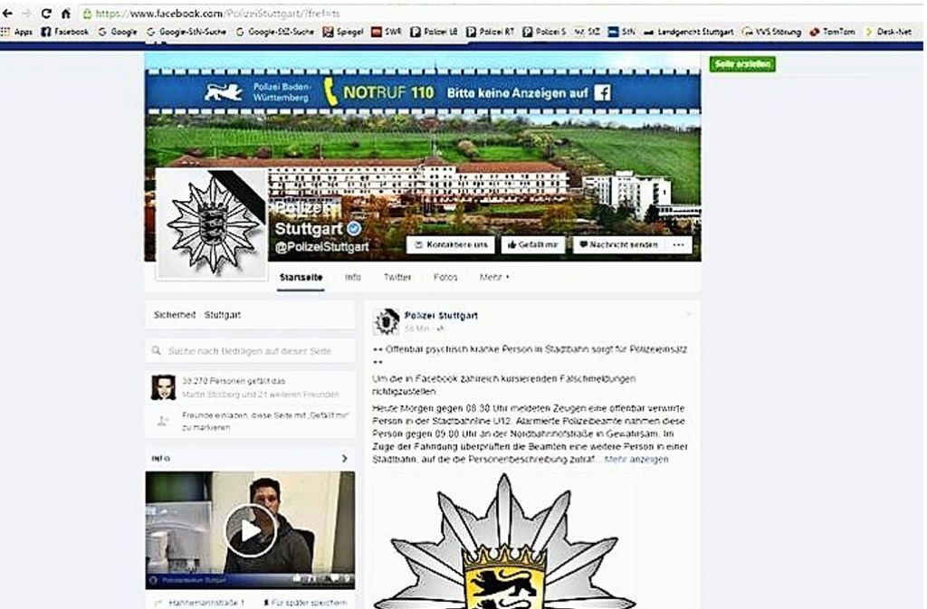 Die Stuttgarter Polizei hat seit 2012 bereits einen Facebookauftritt und einen Twitteraccount. Foto: red