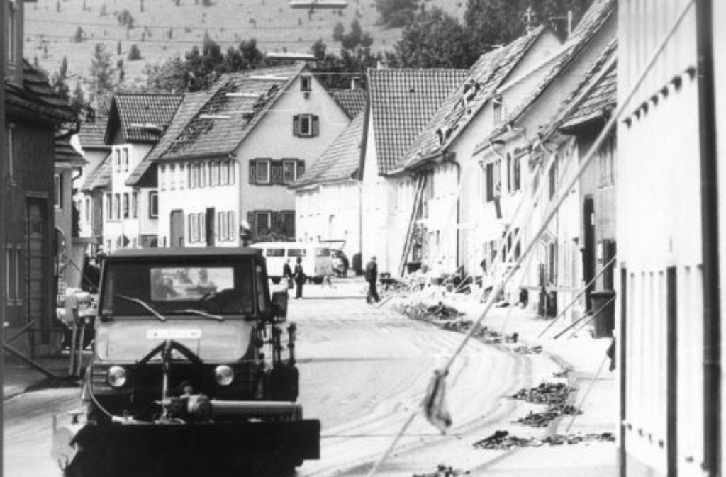 Tailfingen, 1978: Viele Häuser sind vom Einsturz bedroht Foto: Kraufmann