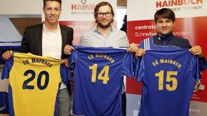Florian Hägele  bei der Vorstellung von Trainer Manuel Wengert  und Co-Trainer Toni Carneiro (von links) im Mai. Foto: Archiv (avanti)