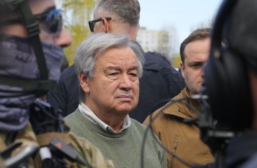 António Guterres besuchte unter anderem Butscha. Foto: dpa/Efrem Lukatsky