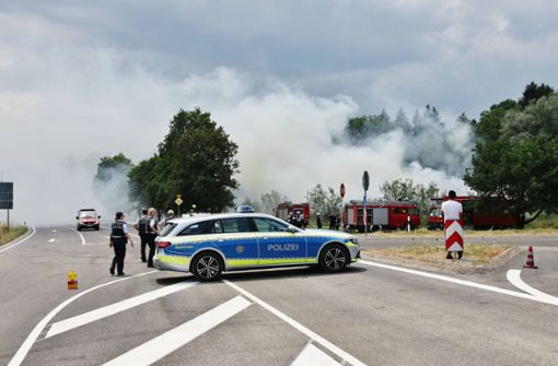 Auf dem Grüngutplatz bei der B297 nahe Rechberghausen brach das Feuer aus. Foto: 7aktuell.de/Kevin Lermer/7aktuell.de | Kevin Lermer
