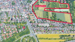 Auf bisherigen Acker- und Wiesenflächen in Stammheim ist Platz für 320 Wohnungen Foto: Stadtmessungsamt Stuttgart