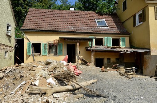 Auch drei Monate nach dem Unwetter sind die Schäden in Braunsbach (Baden-Württemberg)  noch sichtbar. Foto: dpa