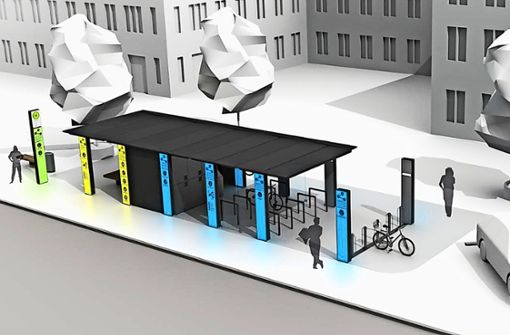 So könnte einer der künftigen Mobilitätspunkte in Leinfelden-Echterdingen aussehen. Foto: fp design