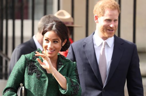 Herzogin Meghan und Prinz Harry auf dem Weg zum Kanadahaus in London. Foto: Getty Images Europe