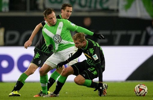 Der VfL Wolfsburg gewinnt in der Fußball-Bundesliga gegen Borussia Mönchengladbach mit 1:0.  Foto: dpa