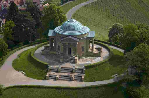 Die Grabkapelle auf dem Württemberg aus der Vogelperspektive. Foto: -Achim Mende