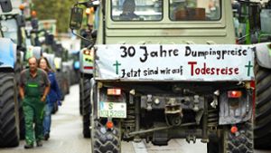 Protest mit mehr als 100 Traktoren in Stuttgart