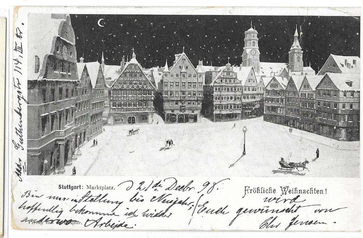 Diese Karte  vom Stuttgarter Marktplatz ist 1898 verschickt worden. Foto: /Sammlung Wolfgang Müller
