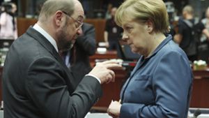 Das TV-Duell zwischen Angela Merkel und Martin Schulz können die Zuschauer live bewerten. Foto: AP