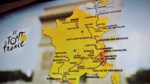 Die Karte zeigt den geplanten Verlauf der Tour de France 2017. Foto: AFP