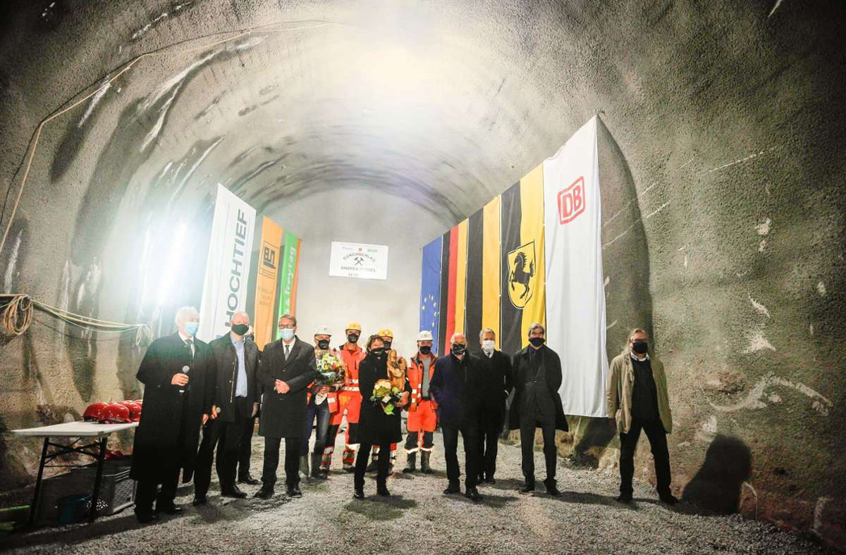 Großer Bahnhof unter der Erde: Offizielle Feier zum Durchschlag des Rosensteintunnels im Zuge des Projekts Stuttgart 21. Foto: Lichtgut/Max Kovalenko