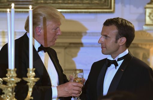 Donald Trump und Emmanuel Macron bei ihrem Treffen. Foto: AP