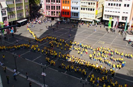 Der Flashmob aus der Vogelperspektive. Foto: Andreas Rosar Fotoagentur-Stuttg