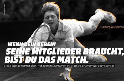 Boris Becker, reloaded:  Solidar-Adresse des Deutschen Olympischen Sportbunds (DOSB) in Corona-Zeiten Foto: obs/picture alliance