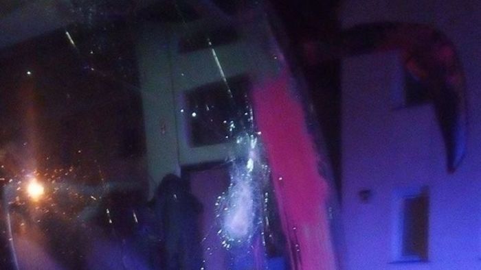 AfD-Bus mit Farbbeuteln und Steinen beworfen