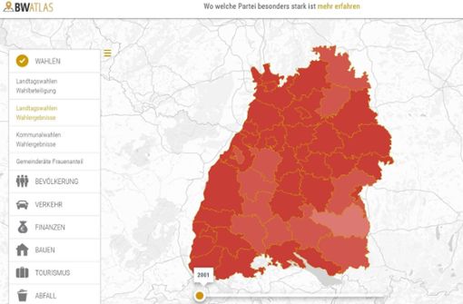 Der BW Atlas zeigt, wie sich Baden-Württemberg verändert hat Foto: Screenshot StZN