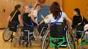 Basketball macht den Schülern der Margarete-Steiff-Schule Spaß, auch im Rollstuhl. Foto: Pressefoto Baumann