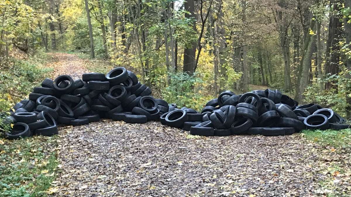 Müllablagerung in Stuttgart: Illegal Autoreifen im Wald abgeladen