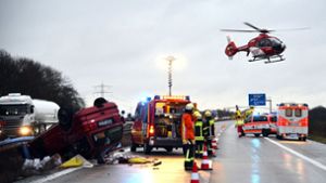 Sechs Verletzte bei Kollision auf A6 bei Mannheim